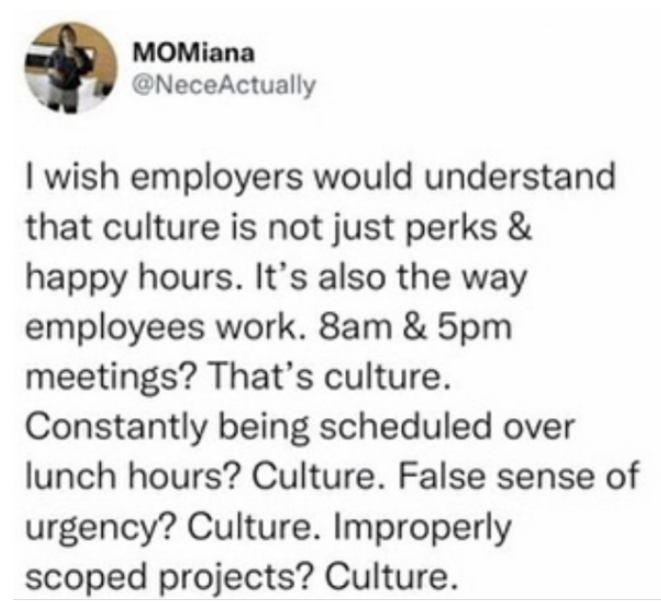 A post about the importance of company culture by MOMiana